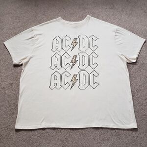 ACDC Classic Rock Graphic T-shirt Leppard Mix Letters Beige Women's Size XL Soft